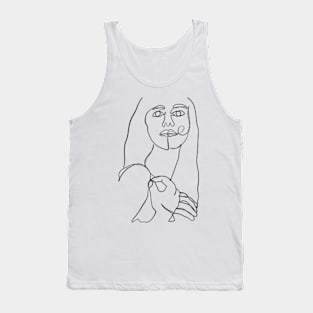 Beautiful woman minimal one line art Tank Top